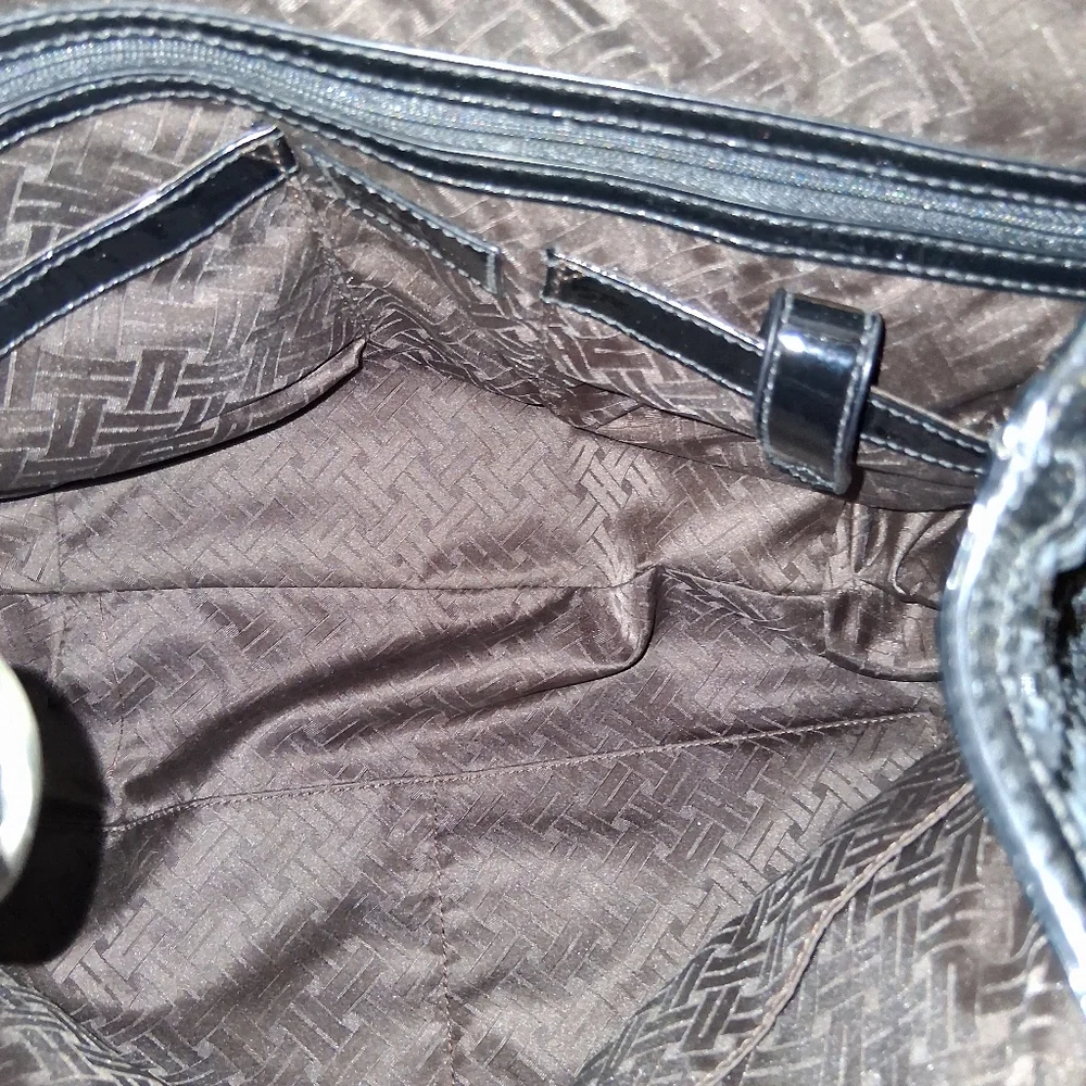 Cole Haan Black Woven Patent Shoulder Tote - Picture 14 of 16